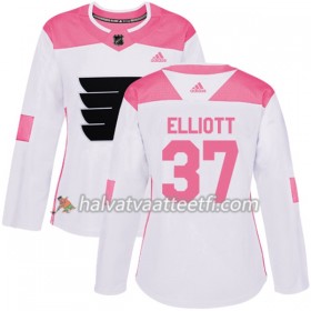 Naisten NHL Philadelphia Flyers Pelipaita Brian Elliott 37 Adidas 2017-2018 Valkoinen Vaaleanpunainen Fashion Authentic